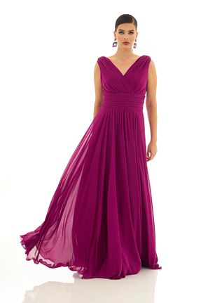 لباس مجلسی سایز بزرگ صورتی زنانه یقه هفت Pierre Cardin - کد 3337054
