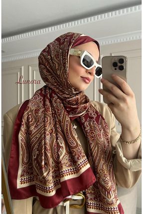 شال زرشکی زنانه پنبه ای Lunora - کد 870158236