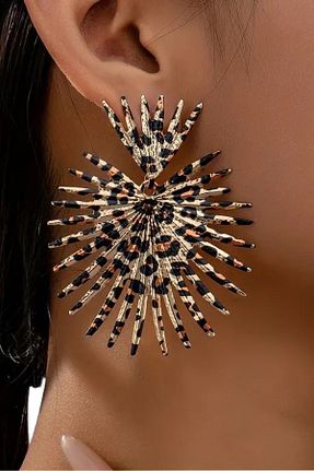 گوشواره جواهر قهوه ای روکش طلا MAZEN - کد 870793453
