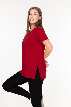 تیشرت زرشکی زنانه Asimetrik Tight Lady - کد 870200664