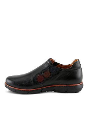 کفش کژوال مشکی زنانه چرم خالص İNZE AYAKKABI - کد 870195260