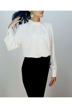 بلوز سفید زنانه ساده CELAL ETEM - کد 865851949