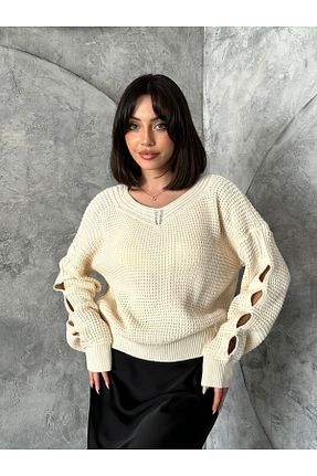 پلیور سفید زنانه ساده NATUFIAN STORE - کد 870216504