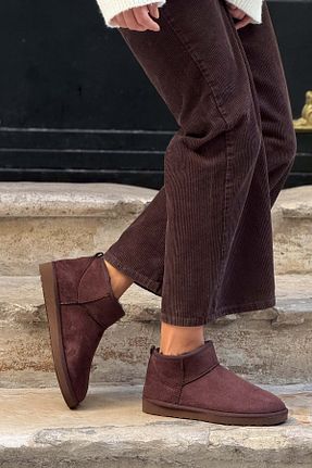 بوت / نیم بوت قهوه ای زنانه پشمی NİŞANTAŞI SHOES - کد 859636423