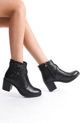 بوت / نیم بوت مشکی زنانه چرم خالص Dericalle shoes - کد 834983718