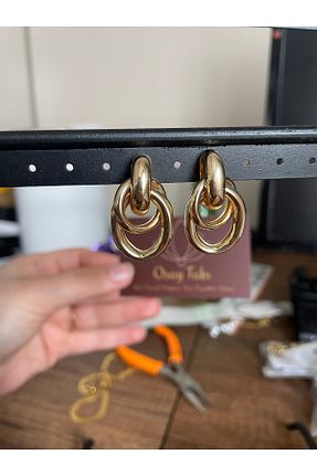 گوشواره جواهر طلائی برنجی OSAY - کد 870237712