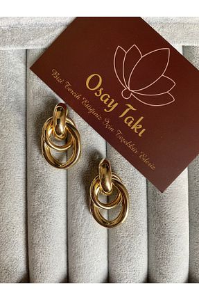 گوشواره جواهر طلائی برنجی OSAY - کد 870237712