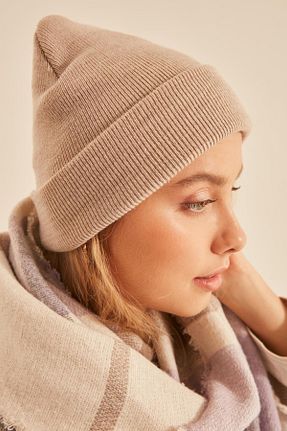 کلاه پشمی بژ زنانه اکریلیک BALIENTE - کد 870240207