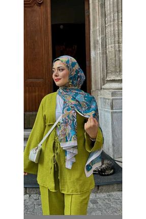 شال فیروزه ای زنانه پنبه ای CoCo - کد 870233811