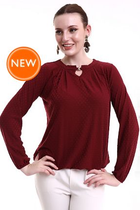 بلوز حجاب زرشکی زنانه Straight Şiir - کد 761966595