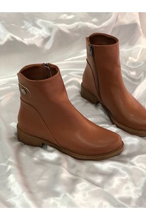 بوت / نیم بوت قهوه ای زنانه چرم مصنوعی Hg Ayakkabı - کد 870239588