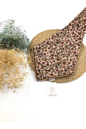 روسری خاکی پنبه ای Kamelya - کد 859790911