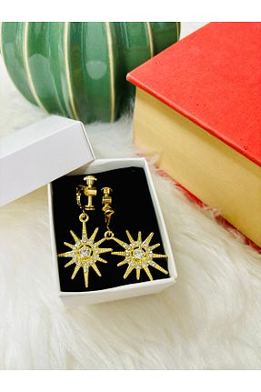 گوشواره غضروفی جواهر زرد زنانه فلزی 1PARÇAMAVİ - کد 870247789
