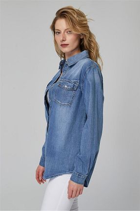 پیراهن آبی زنانه یقه پیراهنی Home Store - کد 848638457