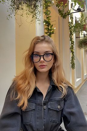 عینک محافظ نور آبی نارنجی زنانه 50 Chunky Frame - کد 871119818