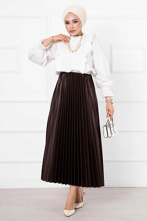 ست بالاتنه و پائین تنه حجاب قهوه ای زنانه رگولار EBRUTESETTÜR - کد 870295793