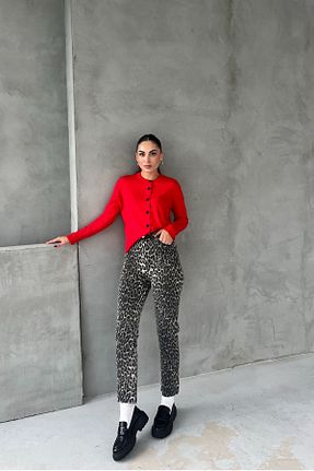 شلوار جین قهوه ای زنانه پاچه ساده Seda Yalçın Atelier - کد 870768247