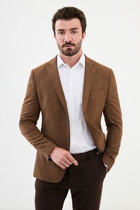 کت قهوه ای مردانه اسلیم فیت Mcr - کد 870371441