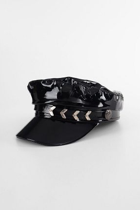 کلاه مشکی زنانه چرم مصنوعی Kapin - کد 870800406