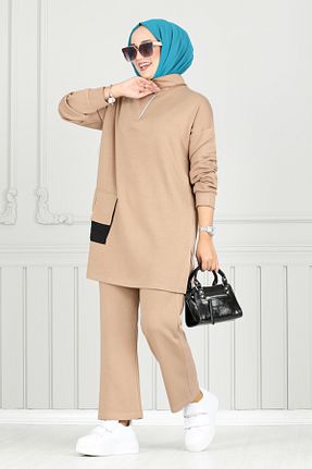 ست بالاتنه و پائین تنه قهوه ای زنانه بافتنی ModaMerve - کد 870477923
