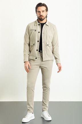 کاپشن بژ مردانه اسلیم فیت Mcr - کد 688560018