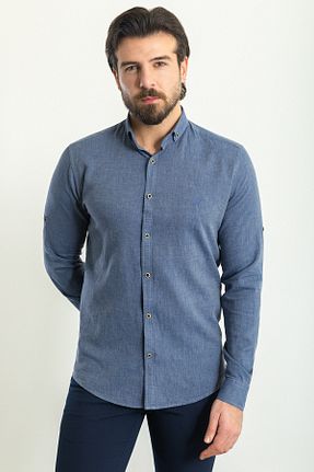 پیراهن سرمه ای مردانه اسلیم فیت Mcr - کد 687004466
