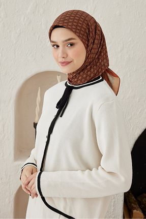 روسری قهوه ای 100 x 100 Modakaşmir - کد 870404088