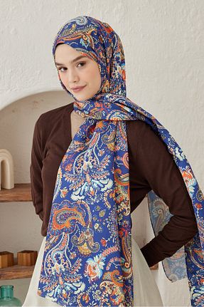 شال سرمه ای زنانه ابریشم Modakaşmir - کد 870409975