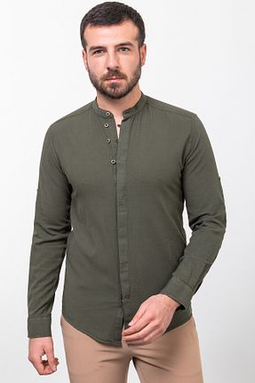 پیراهن خاکی مردانه اسلیم فیت Mcr - کد 687021509