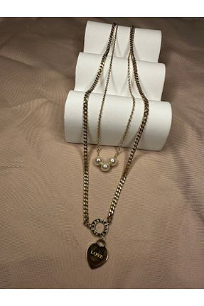 گردنبند استیل ( فولاد ) طلائی زنانه استیل (فولاد) Çelik - کد 870413396