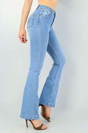 شلوار جین آبی زنانه پاچه اسپانیولی LİMABEL - کد 870420559