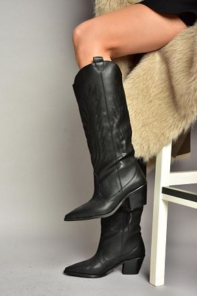 چکمه مشکی زنانه چرم مصنوعی Fox Shoes - کد 870485438