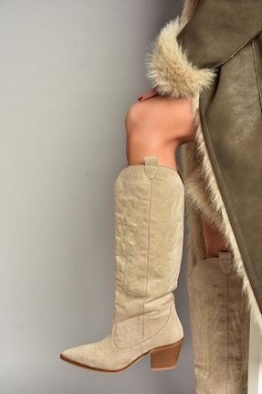 چکمه بژ زنانه چرم مصنوعی Fox Shoes - کد 870485456