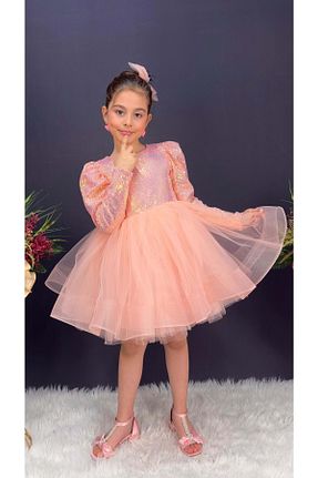 لباس مجلسی و فارغ التحصیلی صورتی بچه گانه پلی استر Mnk Baby&Kids - کد 820463506