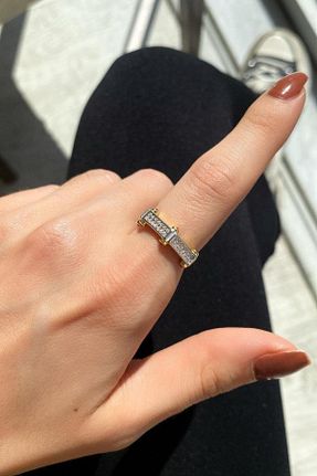 انگشتر نقره طلائی زنانه زیرکن Spossy Silver Jewelry - کد 864926773