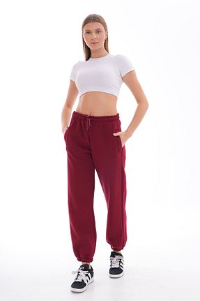 شلوار کرمگن زرشکی زنانه اورسایز Batı Styling - کد 870364766
