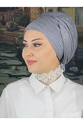 روسری طوسی شیفون BUTİKAMBAR - کد 870501809