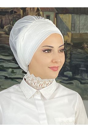 روسری سفید شیفون BUTİKAMBAR - کد 870501864