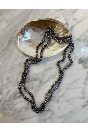 گردنبند مروارید مشکی مروارید آب شیرین TMD AKSESUAR - کد 870505576
