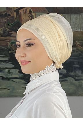 روسری بژ شیفون BUTİKAMBAR - کد 870503163