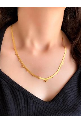 گردنبند استیل ( فولاد ) طلائی زنانه استیل (فولاد) DEMOKAN - کد 870508245