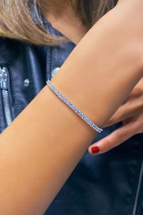 دستبند طلا سفید زنانه 14 عیار Altınaşkı - کد 870513534