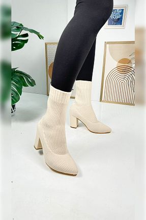 بوت / نیم بوت بژ زنانه چرم مصنوعی Allyup - کد 797823674