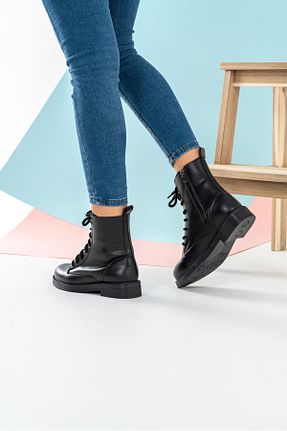 بوت / نیم بوت مشکی زنانه چرم مصنوعی ESPADRİN - کد 870531191