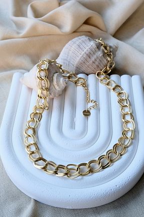 گردنبند استیل ( فولاد ) طلائی زنانه استیل (فولاد) FİRST JEWELRY - کد 870535944