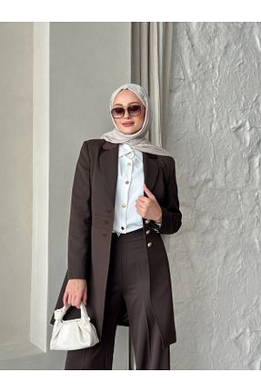 ست بالاتنه و پائین تنه قهوه ای زنانه بافتنی VUNTAL - کد 866027311