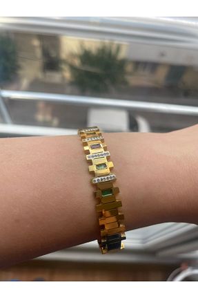 دستبند استیل (فولاد) طلائی زنانه استیل (فولاد) OSAY - کد 870535715