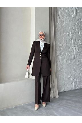 ست بالاتنه و پائین تنه قهوه ای زنانه بافتنی VUNTAL - کد 866027311