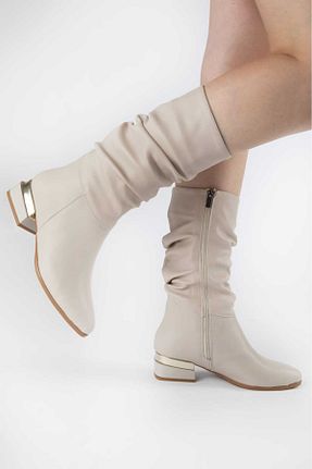 بوت / نیم بوت بژ زنانه چرم مصنوعی Abay Shoes - کد 870577328