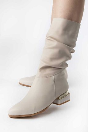 بوت / نیم بوت بژ زنانه چرم مصنوعی Abay Shoes - کد 870577328